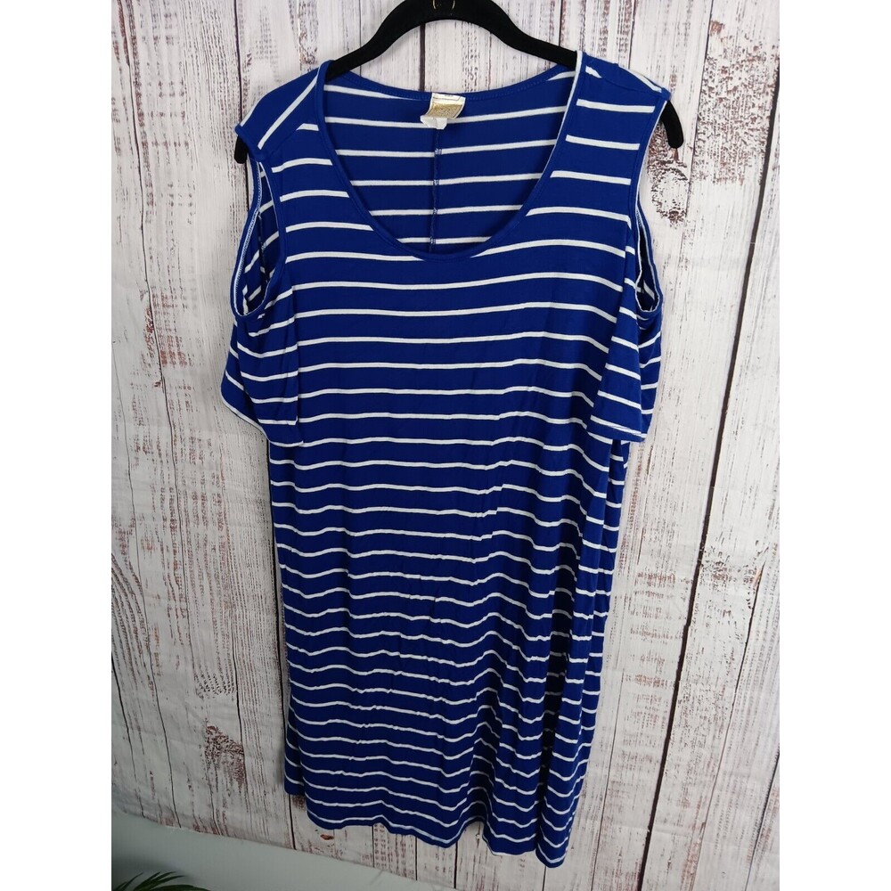 Bonded Midi Dress Women’s X-Large navy/blue and white striped Short Sleeve
